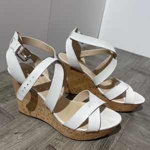 Franco Sarto white 4” wedge sandals size 10